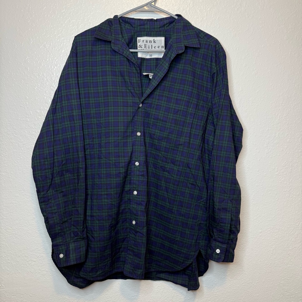 Frank & Eileen Joedy Blue and Green Plaid Button Down Size Medium